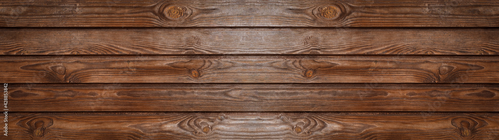 Naklejka premium old brown rustic dark wooden texture - wood timber background panorama long banner.