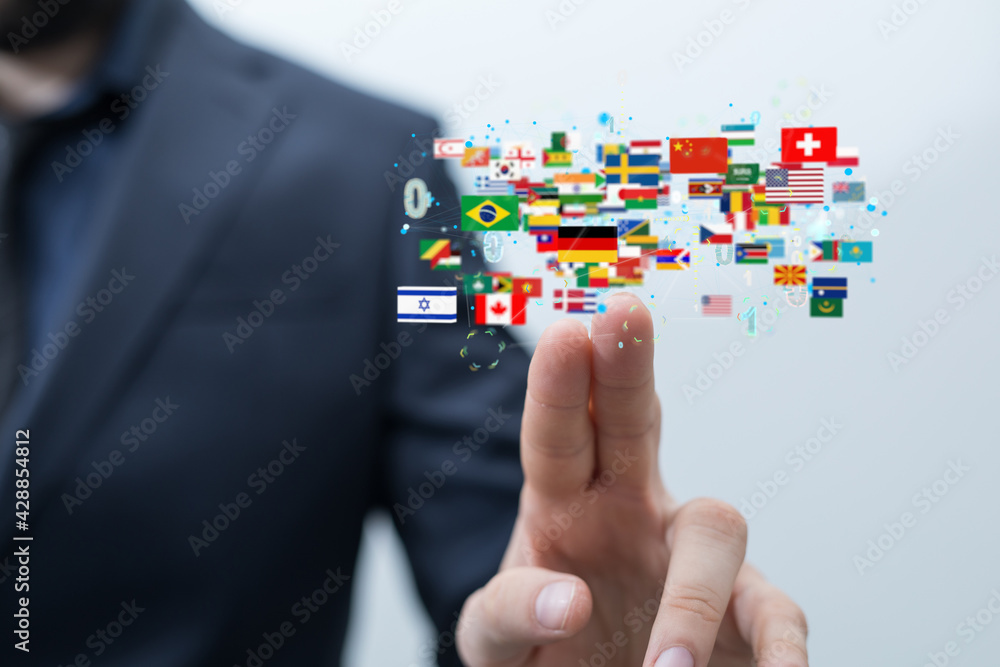 World map with all states and their flags,3d render. World map with all states and their flags,3d render.