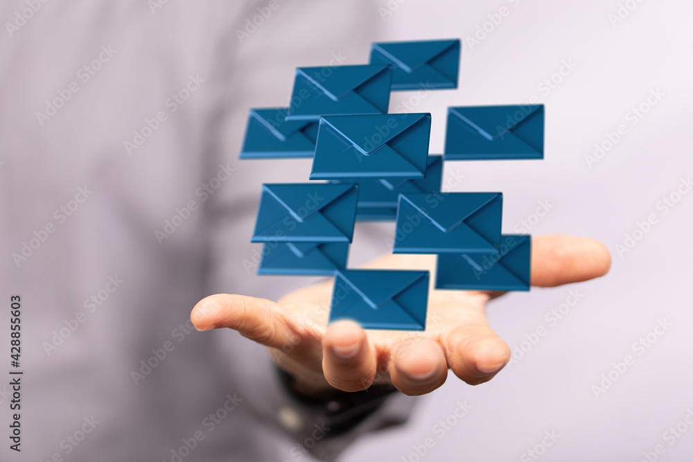 email icon concept in hand background email icon concept in hand background