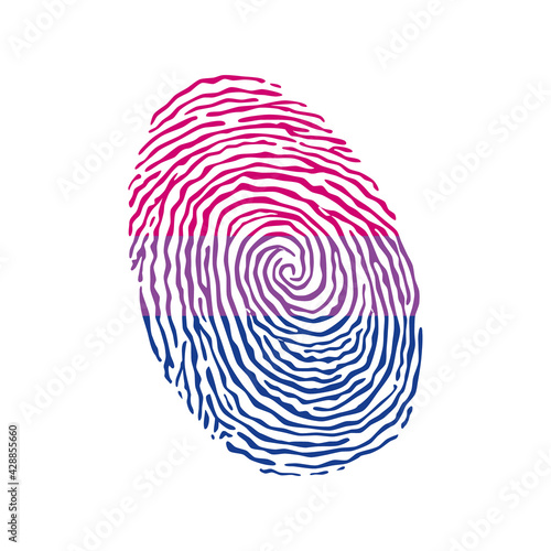 Fingerprint vector colored with the Bisexual pride flag isolated on white background Vector Illustration