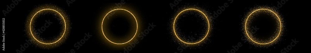 Fototapeta premium Golden circle frame with glitter