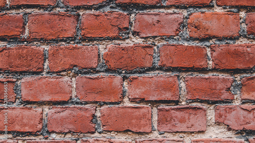 Obraz premium red brick wall, red bricks, red wall. red background