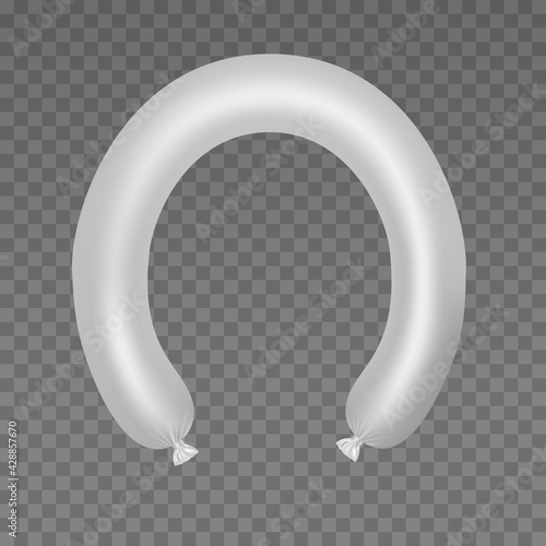 Ring of sausage isolated on transparent background. Vector 3d realistic mockup. blank food template. Ready for design. EPS10. 