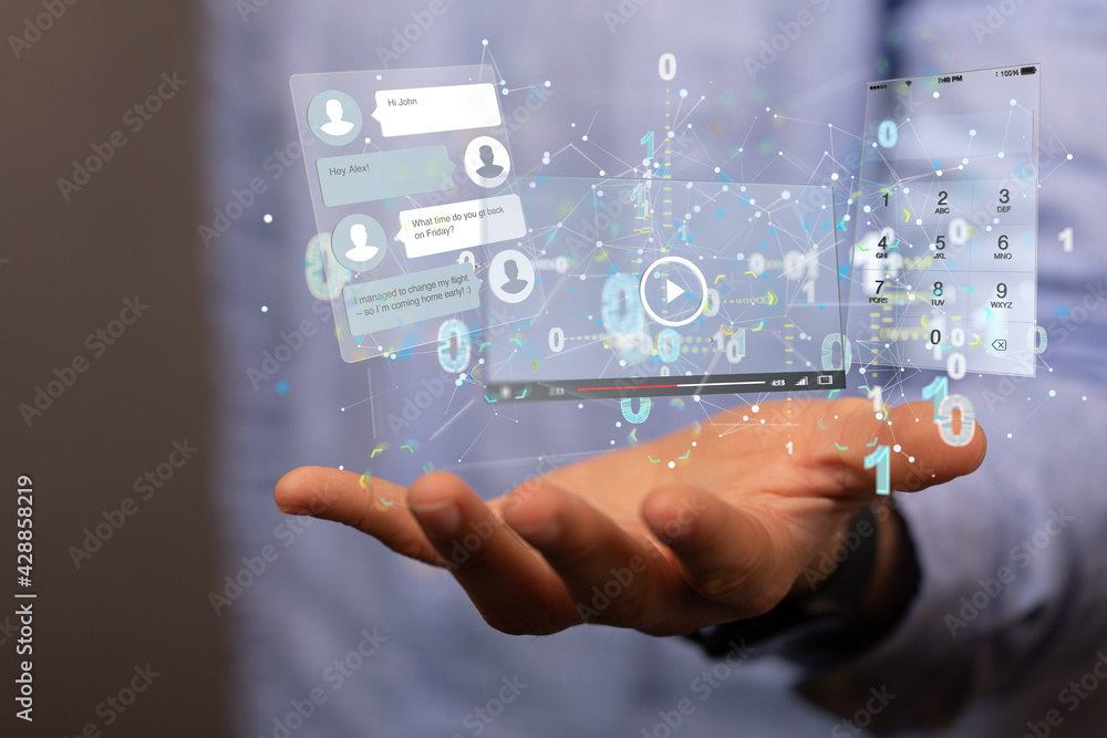 Interface web application in hand Interface web application in hand