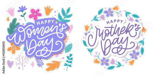 Elegant greeting card design with stylish text Mother s Day on colorful flowers decorated background.