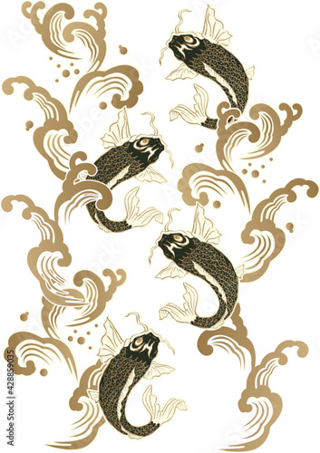 和柄-昇鯉図。
和柄の鯉。