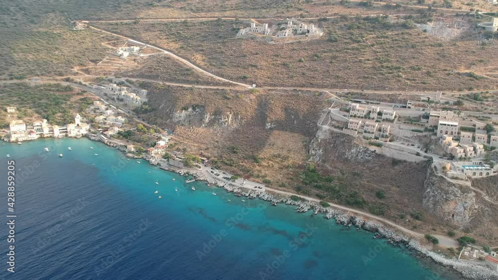 Iconic aerial view over the picturesque famous Limeni village in Mani area Laconia, Greece Iconic aerial view over the picturesque famous Limeni village in Mani area Laconia, Greece