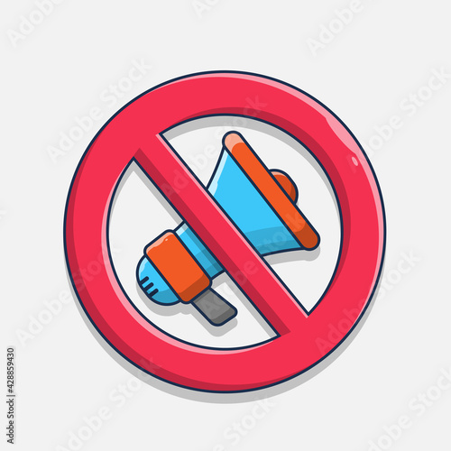 not loud sound mute. cartoon illustration icon