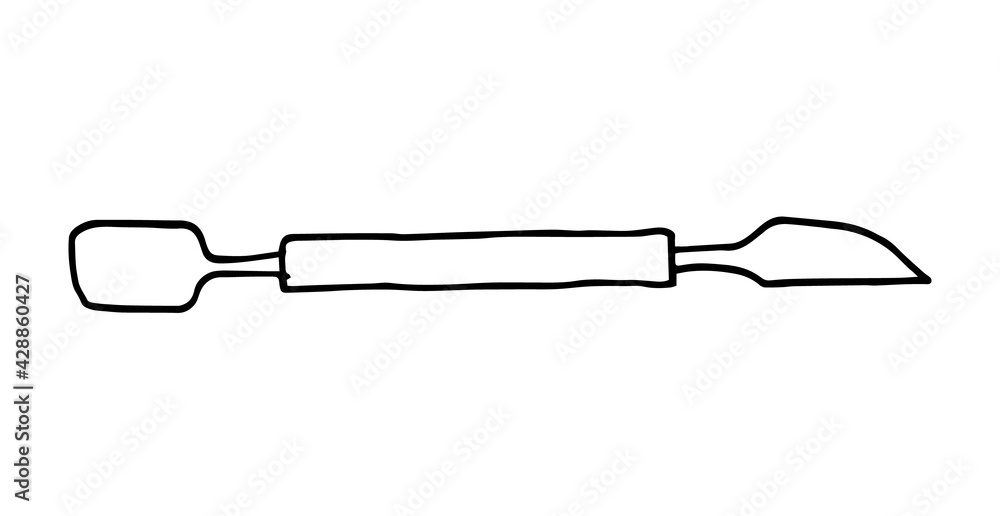 Basic nail tools double ended cuticle pusher hand drawn doodle