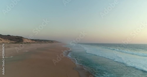 sunrise aerial on coastline