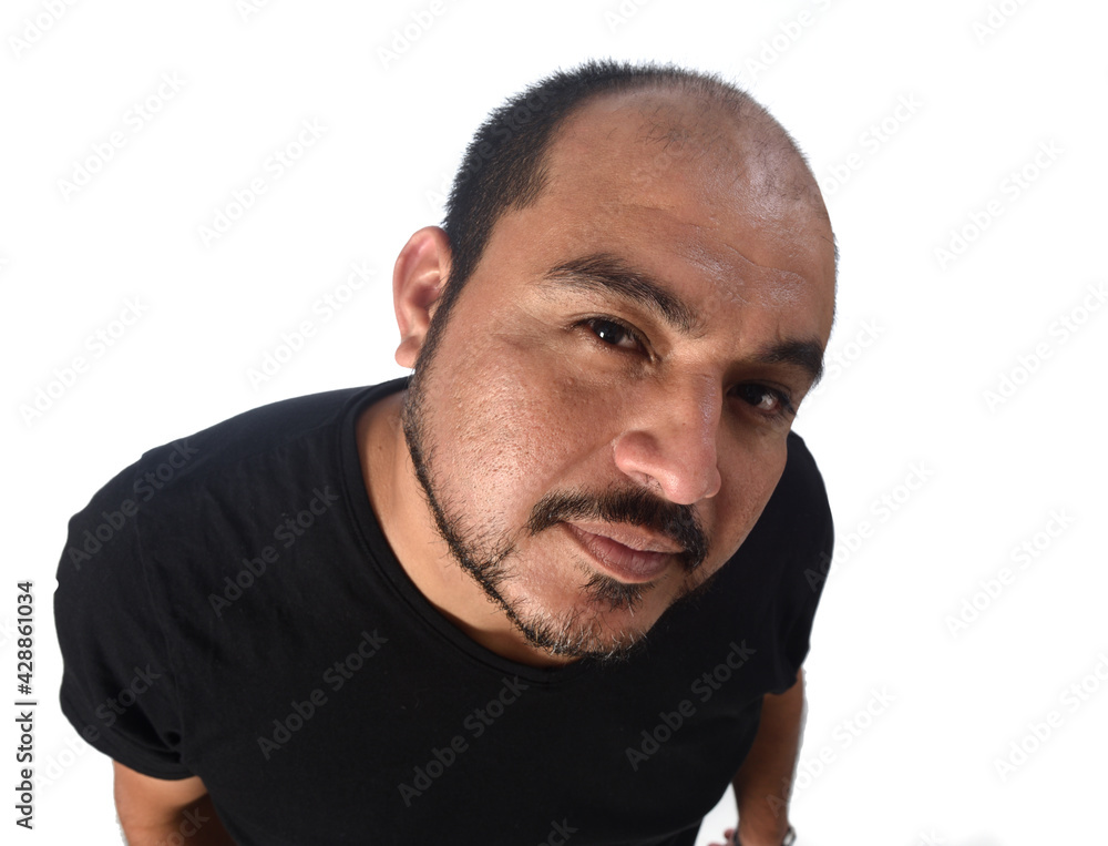 Fototapeta premium high angle view of a latin man looking at camera