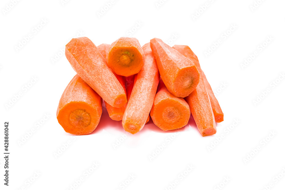 Peeled carrots isolated on white background Peeled carrots isolated on white background