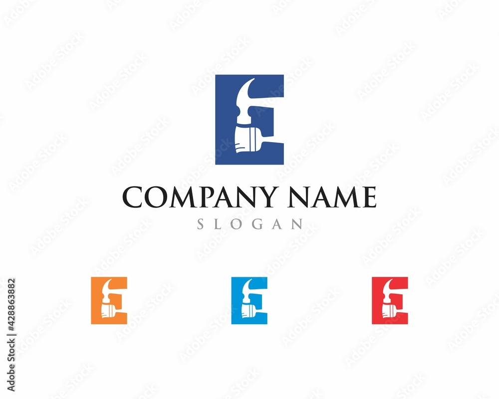 Fototapeta premium Letter E with Tools Logo Icon 001