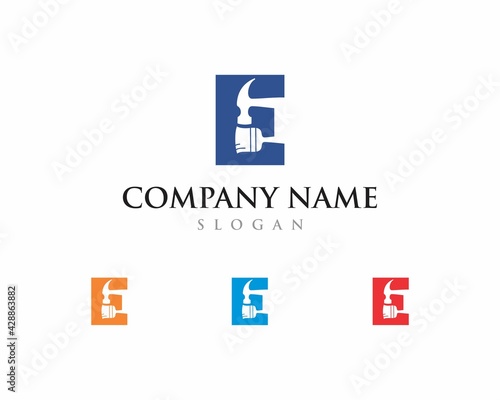 Letter E with Tools Logo Icon 001