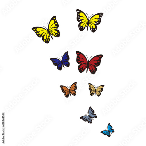 set of butterfly vector icon illustration sign