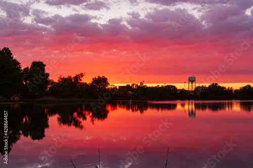 sunset on the lake in Minnesota