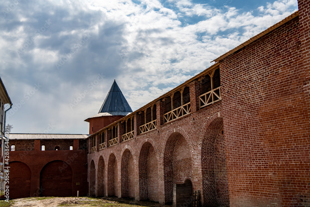 an old stone fortress-kremlin in the center of the city of Zaraysk 