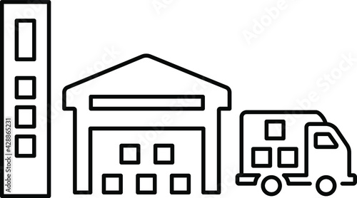 industrial warehouse loading dock truck icon vector image 