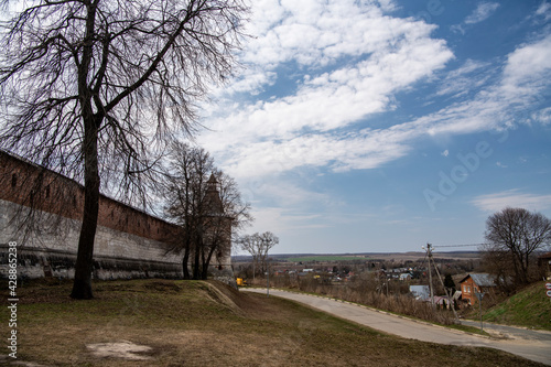 an old stone fortress-kremlin in the center of the city of Zaraysk 