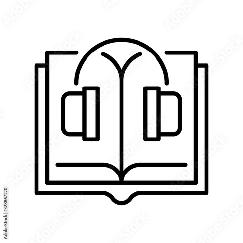 Monochrome simple audiobook linear icon vector illustration technology learning library literature