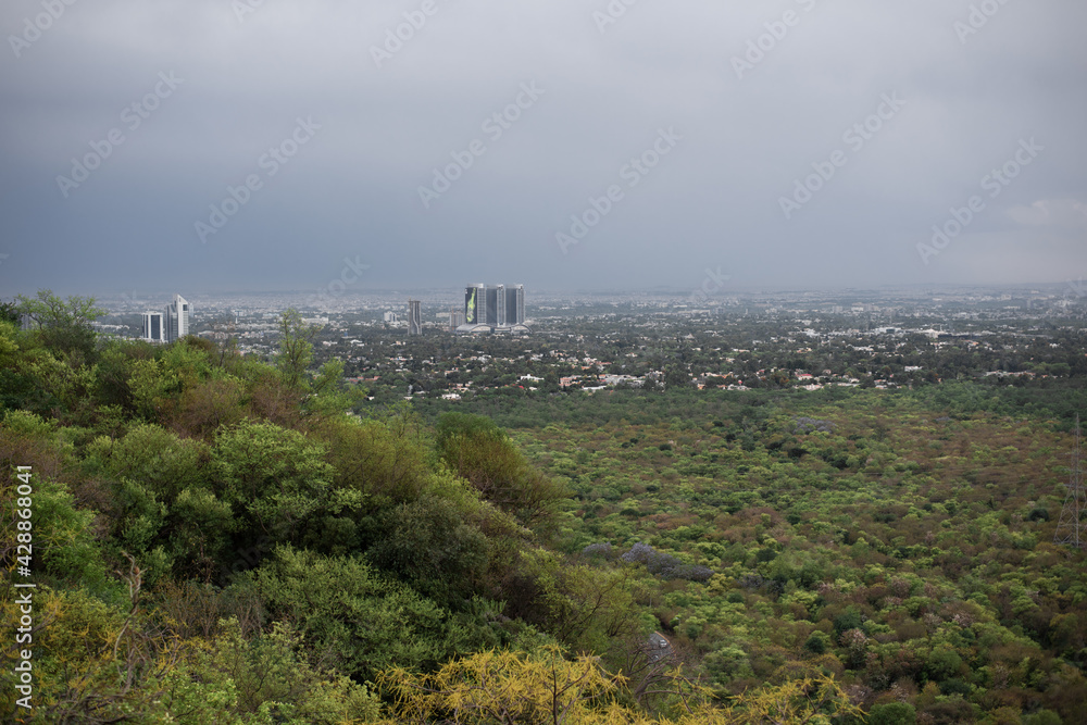 view of Islamabad city capital of Pakistan Margalla Hills.