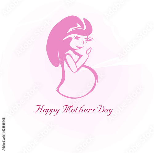 logo for greeting cards. happy mothers day. pregnant women.
