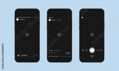 Instagram Interface. Social Media Mobile Interface Concept Set. Vector illustration