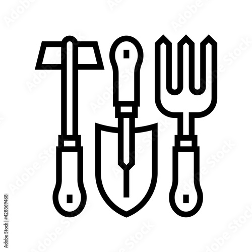 instrument set for gardening line icon vector. instrument set for gardening sign. isolated contour symbol black illustration