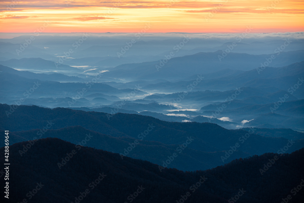 endless layers at sunrise in the smoky mountains