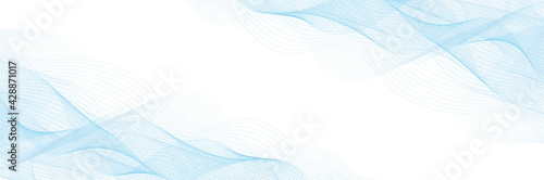 frame of abstract vector blue wave melody lines on white background	