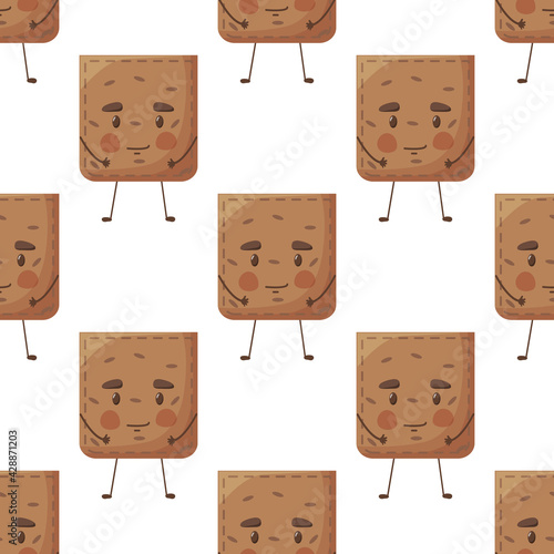Seamless pattern potato shaped patch pocket. Character pocket potato. Cartoon style. Design element. 