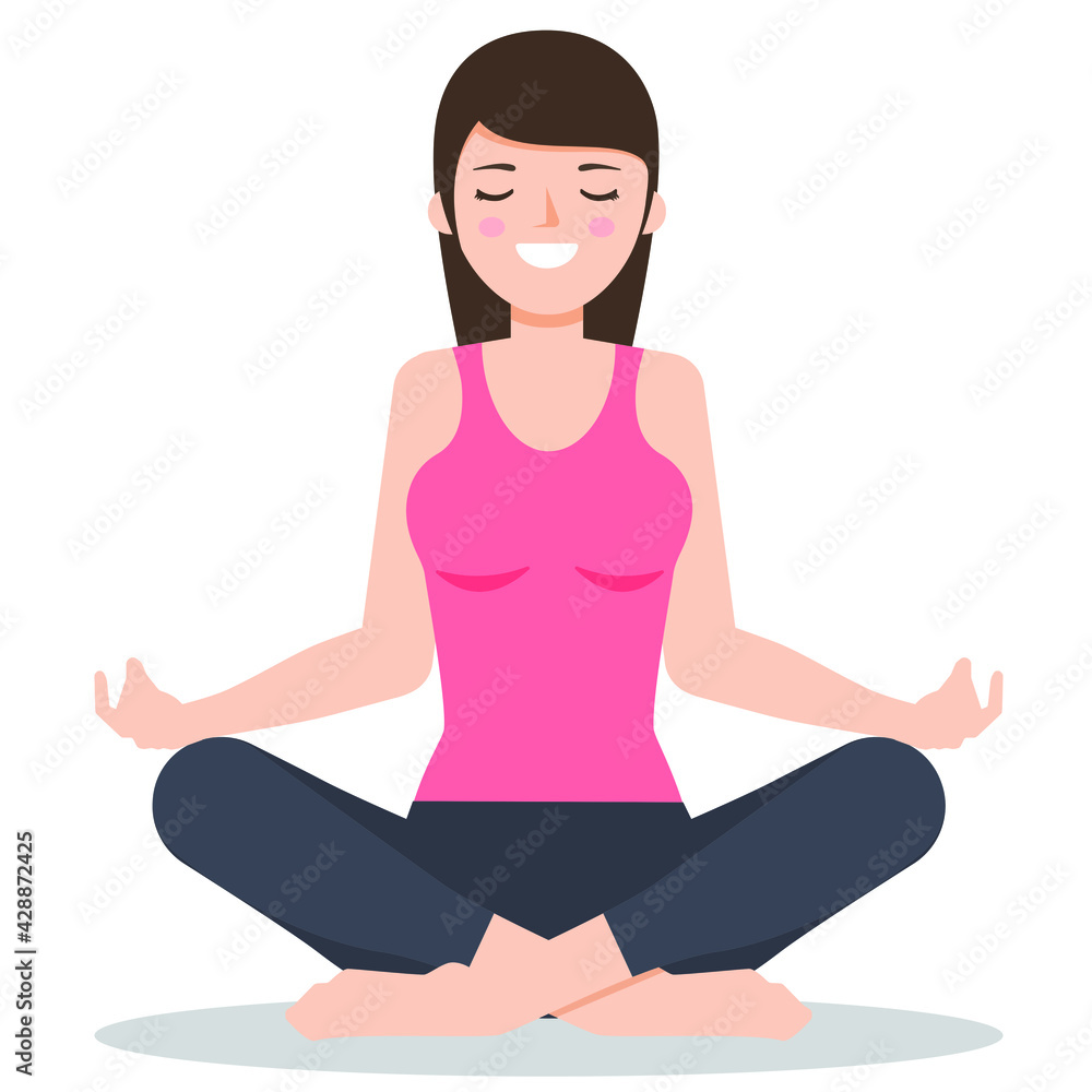 Beautiful girl practicing yoga on white background