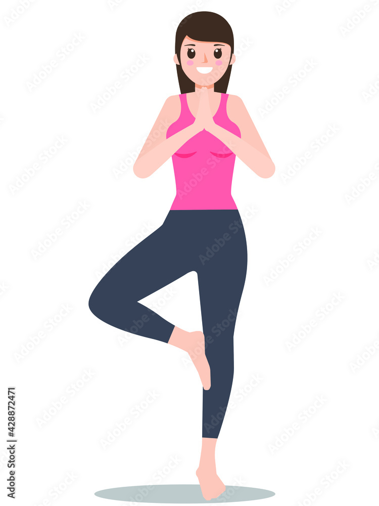 Beautiful girl practicing yoga on white background Beautiful girl practicing yoga on white background