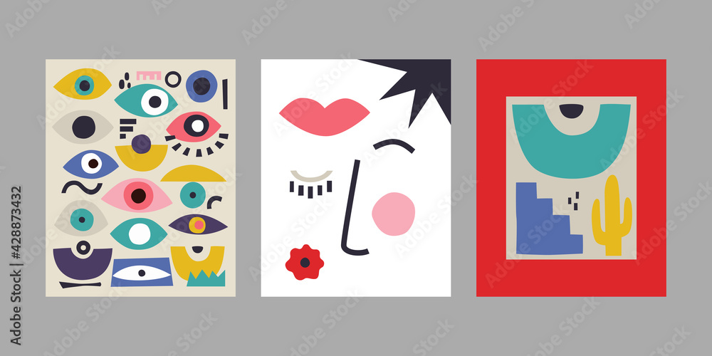 Vector set of contemporary art posters. Abstract backgrounds