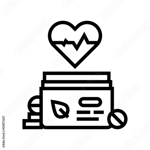 heart treatment homeopathy pills line icon vector. heart treatment homeopathy pills sign. isolated contour symbol black illustration