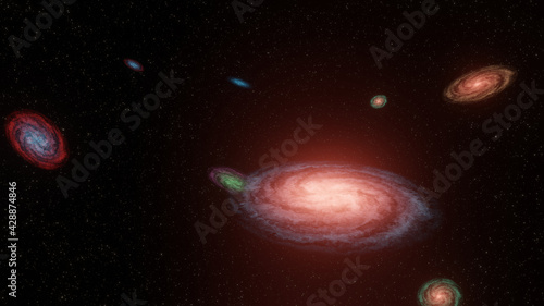 Mixed colorful spiral galaxy with star field background (3D Rendering)