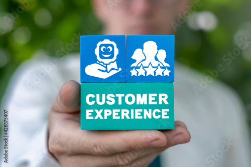 Concept of CX Customer Experience. Feedback Review Business Service. photo