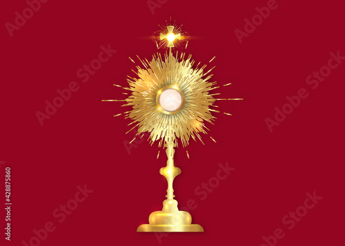 Canvastavla Monstrance Gold Ostensorium used in Roman Catholic, Old Catholic and Anglican ceremony traditions