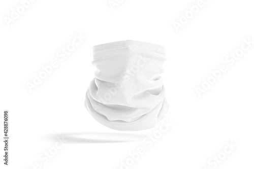 Blank white neck gaiter mockup, front view, no gravity