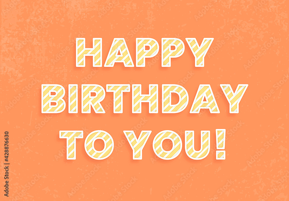 Happy Birthday Word With Candy Stripe Font Design Stock Template