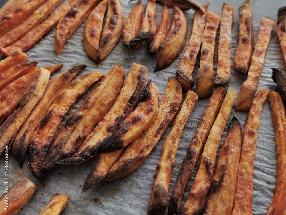 Sweet potato fries homemade roasted in the oven Sweet potato fries homemade roasted in the oven