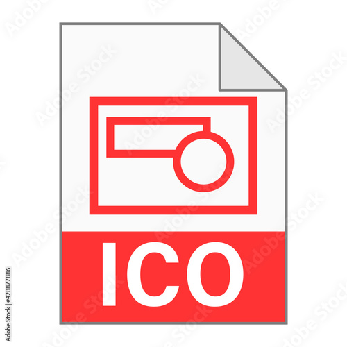 Modern flat design of ICO file icon for web