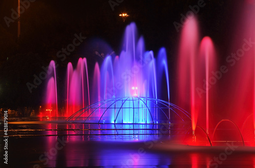Colored fountain in Almaty. Kazakhstan