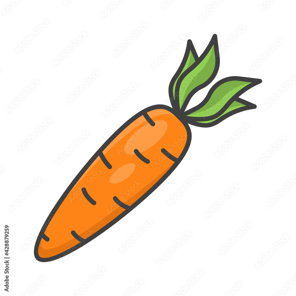 Carrot icon. A simple multi-colored and three-dimensional image of a carrot fruit. Isolated vector illustration on a clean white background. Carrot icon. A simple multi-colored and three-dimensional image of a carrot fruit. Isolated vector illustration on a clean white background.