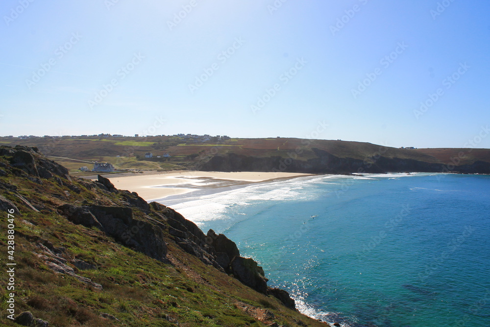 Brittany in France | Beach and surf at the western part of Brittany, close to a hiking path