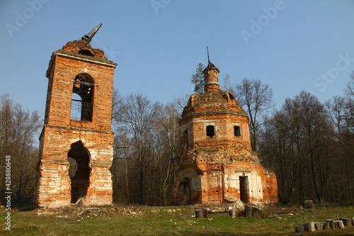 The destroyed church of John the Warrior in the village of Kurtino. Stupino, Moscow region, Russia photo