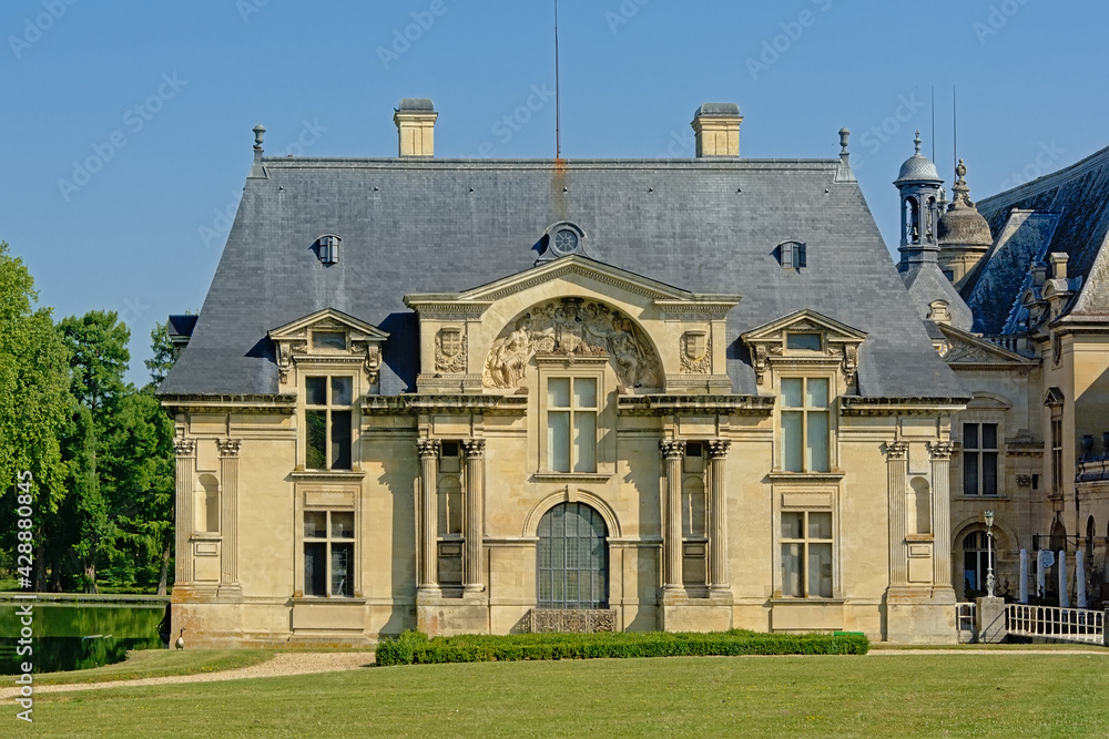 Architectuere detail of Chantilly castle, France Architectuere detail of Chantilly castle, France