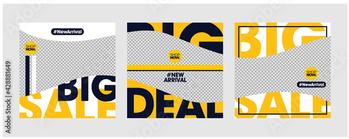 Sale minimalis square banner template. Editable background color with stripe line shape and photo college placement. Vector illustration for print, poster, social media post, and or web internet ads.