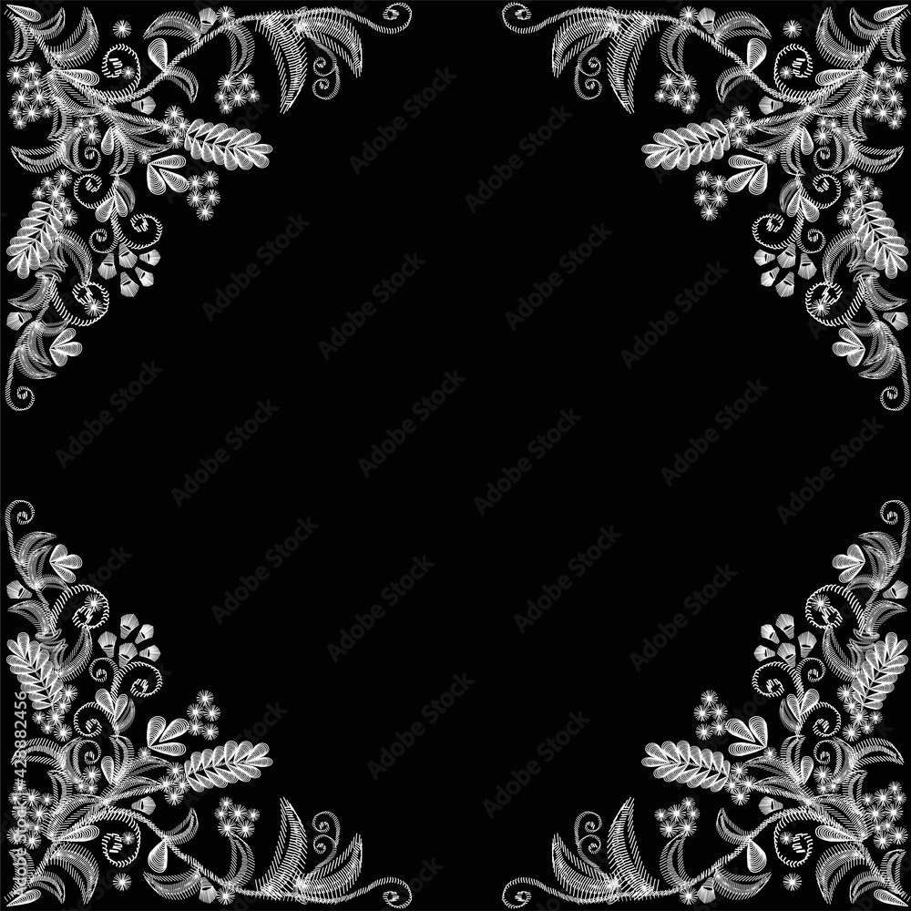 Fototapeta premium white curled four corners frame ornament illustration