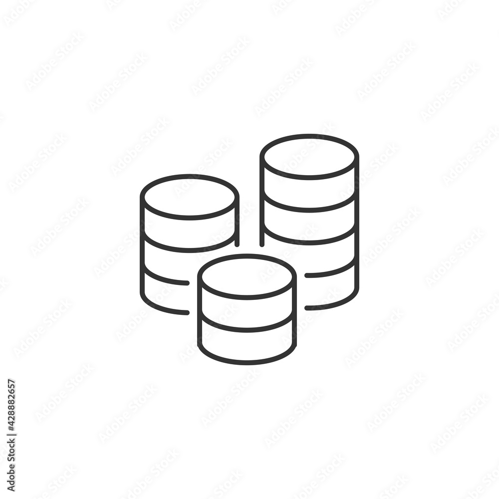 Coins Stack Related Vector Line Icon. Sign Isolated on the White Background. Editable Stroke EPS file. Vector illustration. Coins Stack Related Vector Line Icon. Sign Isolated on the White Background. Editable Stroke EPS file. Vector illustration.